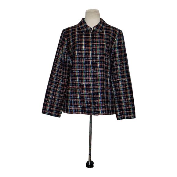 Sag Harbor colorful plaid texture with metallic threads zipper jacket size 14 - Picture 9 of 9